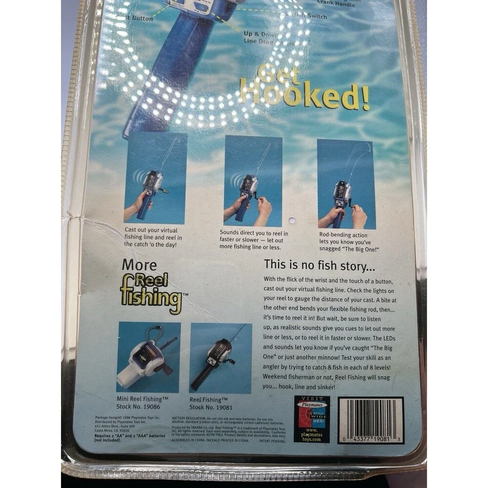 Sealed 1998 Playmates Reel Fishing Electronic Virtual Rod & Reel Fishing Toy